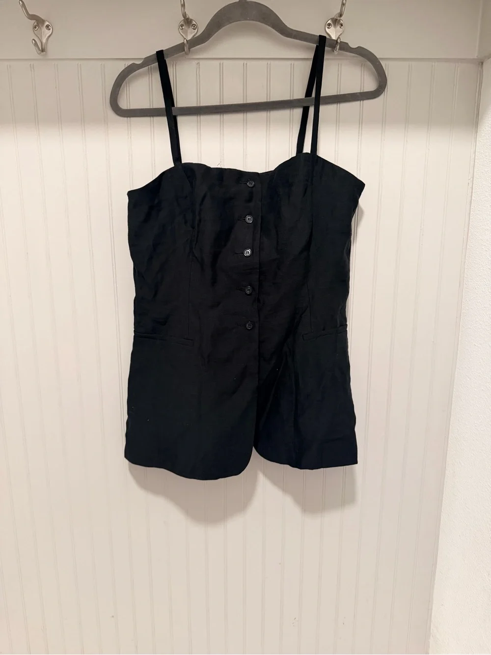 Zara Black Button-Front Spaghetti Strap Camisole